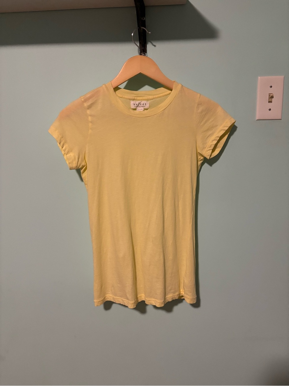 Velvet by Graham & Spencer Pale Yellow Crew Neck Tee